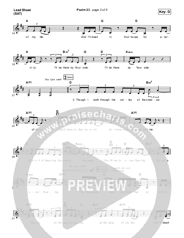 Psalm 23 Lead Sheet (SAT) (Phil Wickham / Tiffany Hudson)