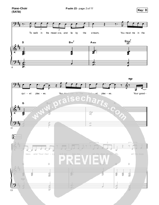 Psalm 23 Piano/Vocal (SATB) (Phil Wickham / Tiffany Hudson)