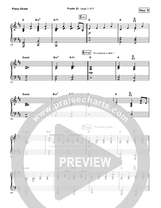 Psalm 23 Piano Sheet (Phil Wickham / Tiffany Hudson)