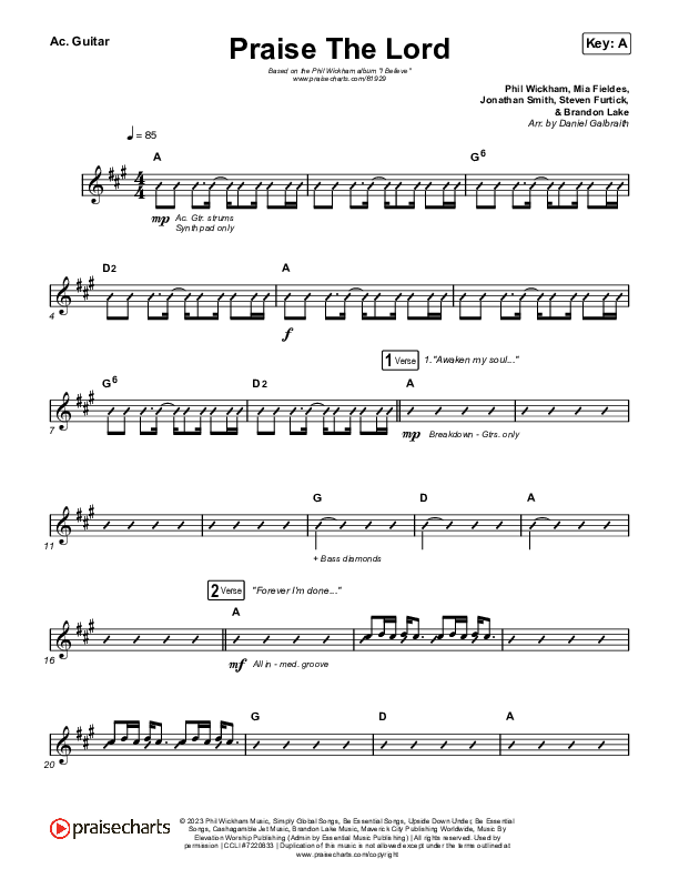 Praise The Lord Acoustic Guitar (Phil Wickham)
