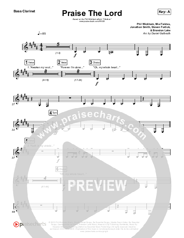 Praise The Lord Bass Clarinet (Phil Wickham)