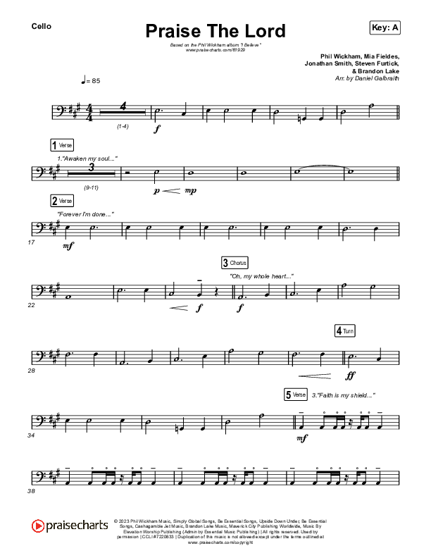 Praise The Lord Cello (Phil Wickham)
