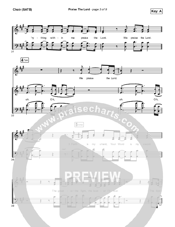 Praise The Lord Choir Sheet (SATB) (Phil Wickham)