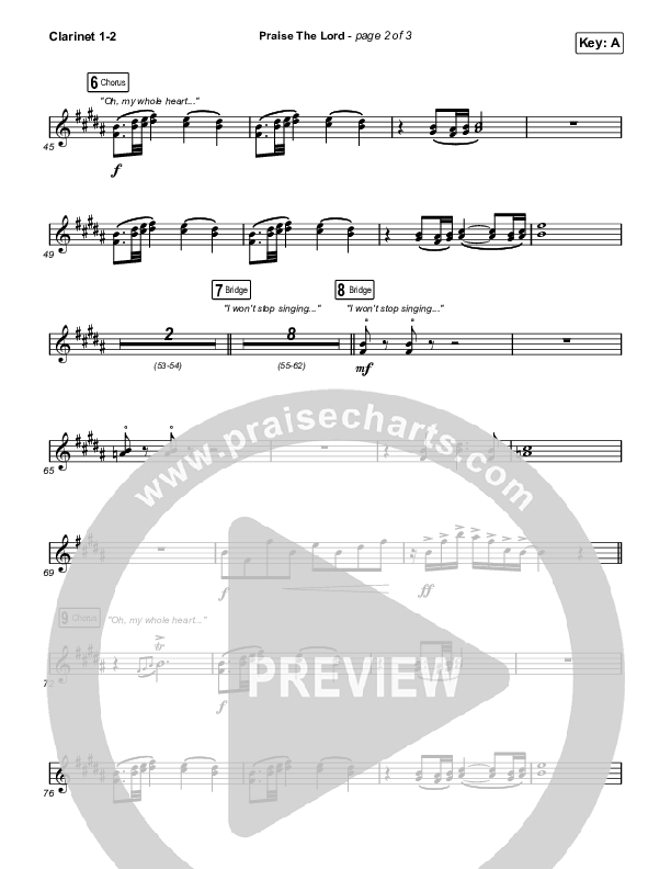 Praise The Lord Clarinet 1,2 (Phil Wickham)