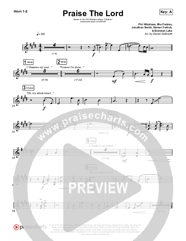 Praise The Lord French Horn 1,2 (Phil Wickham)