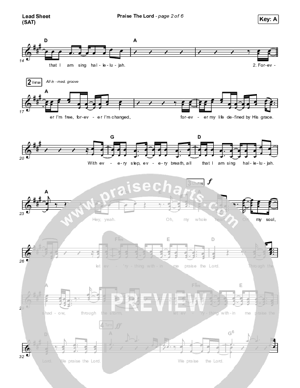 Praise The Lord Lead Sheet (SAT) (Phil Wickham)