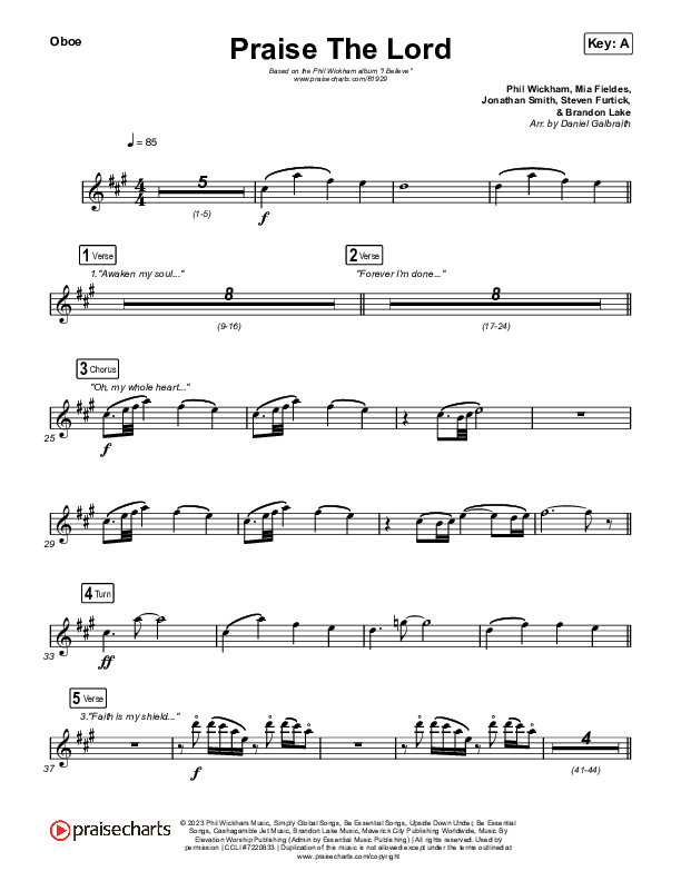 Praise The Lord Oboe (Phil Wickham)