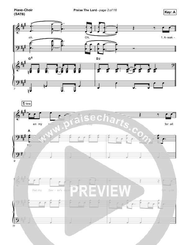 Praise The Lord Piano/Vocal (SATB) (Phil Wickham)
