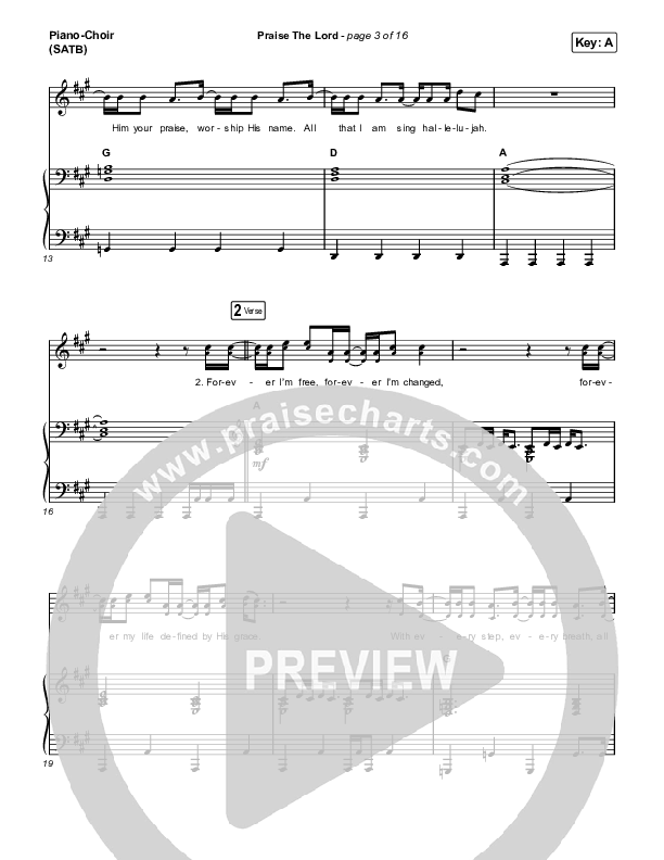 Praise The Lord Piano/Vocal (SATB) (Phil Wickham)