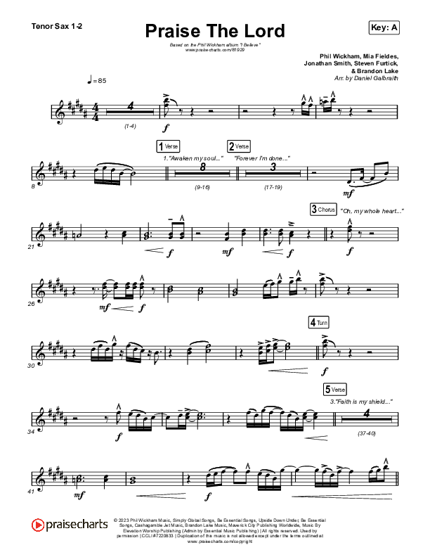 Praise The Lord Sax Pack (Phil Wickham)