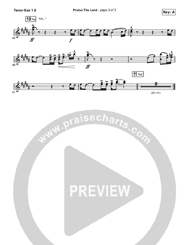 Praise The Lord Tenor Sax 1,2 (Phil Wickham)