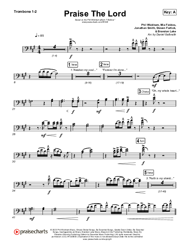 Praise The Lord Trombone 1/2 (Phil Wickham)