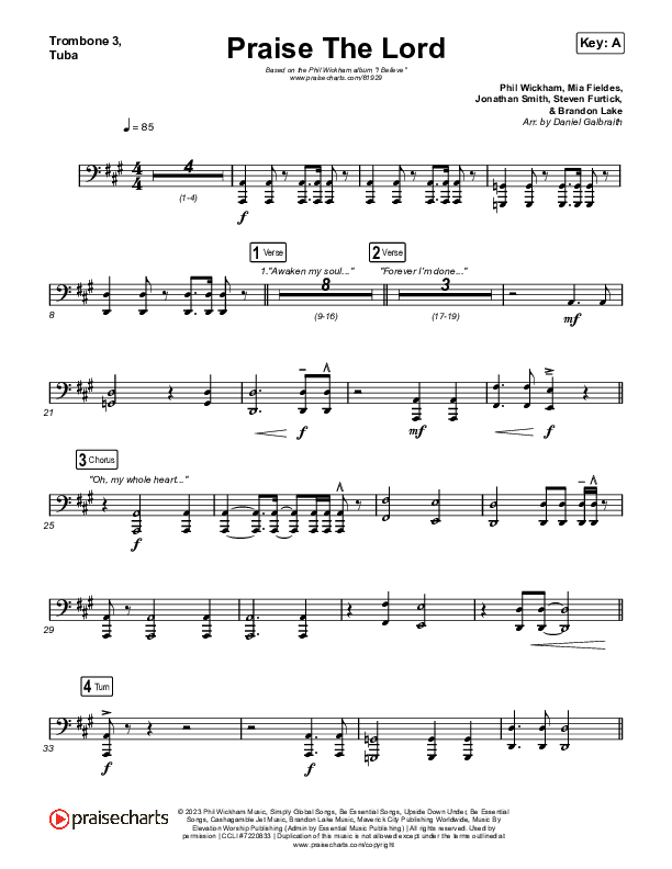 Praise The Lord Trombone 3/Tuba (Phil Wickham)