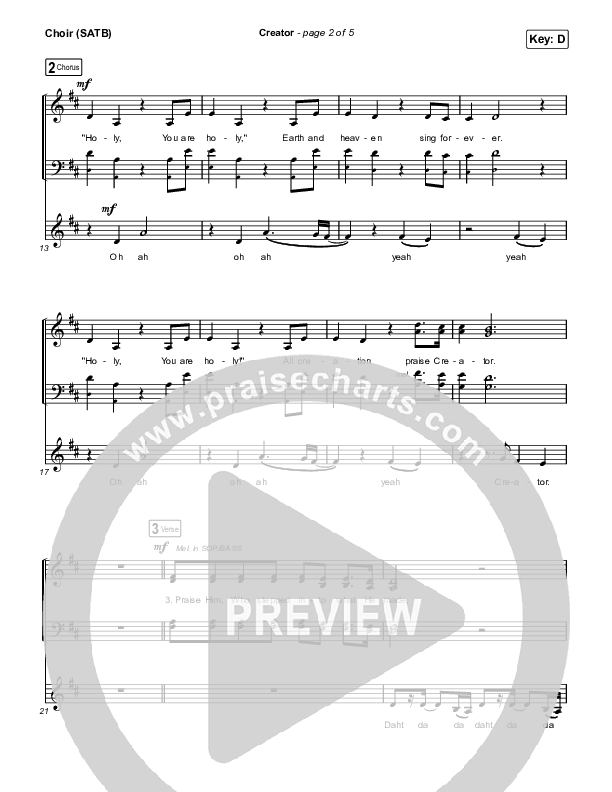 Creator Choir Sheet (SATB) (Phil Wickham)