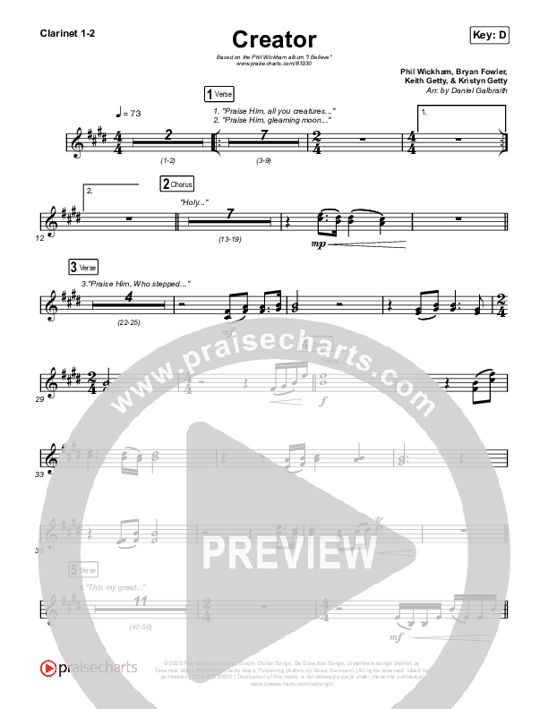 Creator Clarinet 1/2 (Phil Wickham)