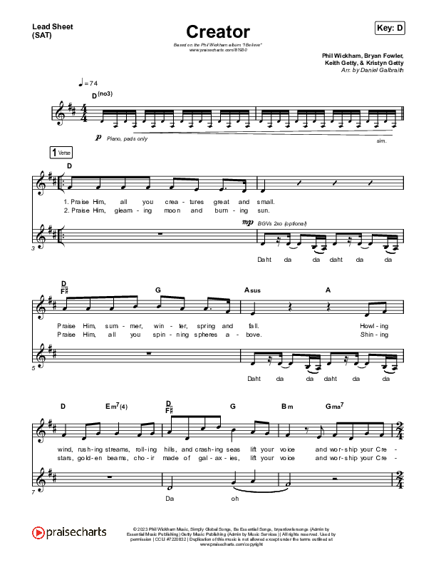 Creator Lead Sheet (SAT) (Phil Wickham)