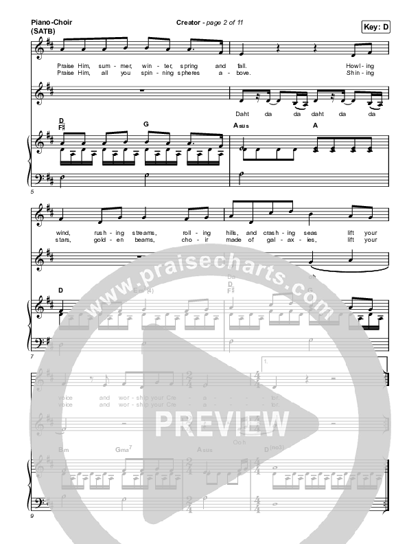 Creator Piano/Vocal (SATB) (Phil Wickham)