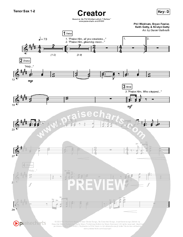 Creator Tenor Sax 1,2 (Phil Wickham)