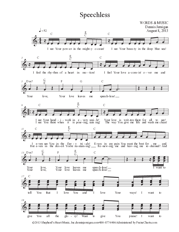 Speechless Lead Sheet Melody (Dennis Jernigan)
