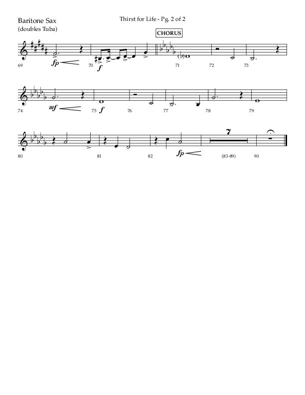 Thirst For Life (Choral Anthem SATB) Bari Sax (Lifeway Choral / Arr. David Wise / Orch. David Shipps)