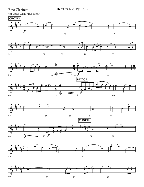 Thirst For Life (Choral Anthem SATB) Bass Clarinet (Lifeway Choral / Arr. David Wise / Orch. David Shipps)