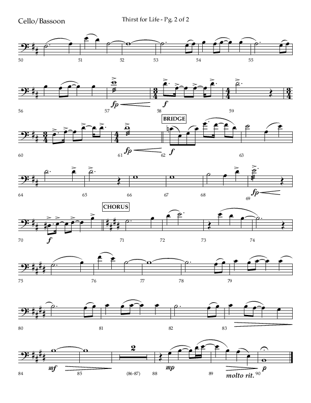 Thirst For Life (Choral Anthem SATB) Cello (Lifeway Choral / Arr. David Wise / Orch. David Shipps)
