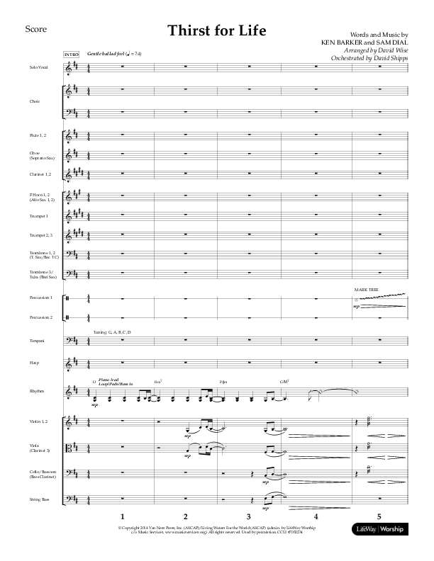 Thirst For Life (Choral Anthem SATB) Orchestration (Lifeway Choral / Arr. David Wise / Orch. David Shipps)