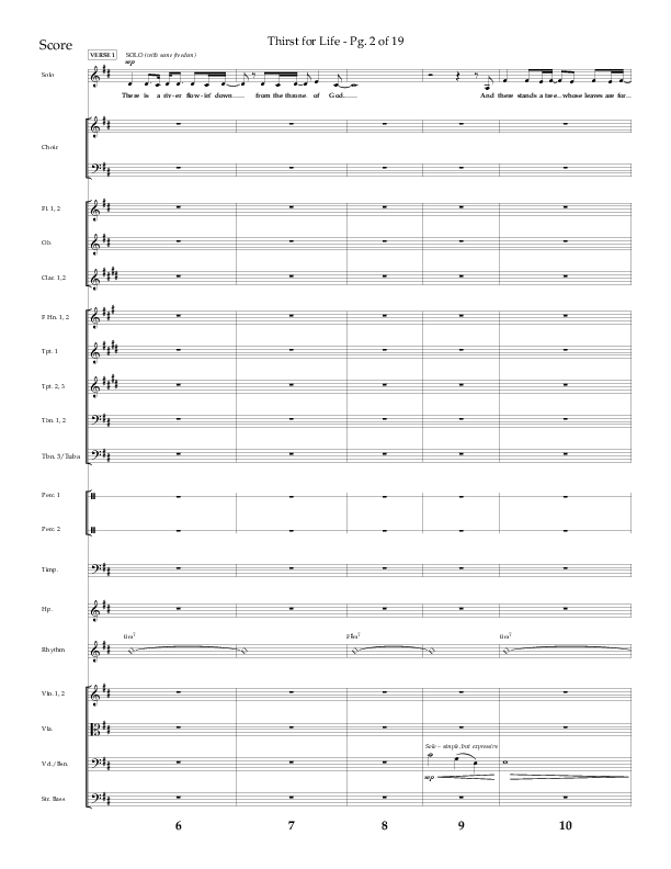Thirst For Life (Choral Anthem SATB) Orchestration (Lifeway Choral / Arr. David Wise / Orch. David Shipps)