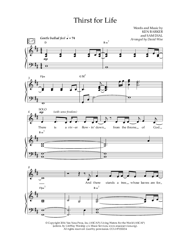 Thirst For Life (Choral Anthem SATB) Anthem (SATB/Piano) (Lifeway Choral / Arr. David Wise / Orch. David Shipps)