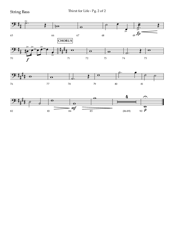 Thirst For Life (Choral Anthem SATB) String Bass (Lifeway Choral / Arr. David Wise / Orch. David Shipps)