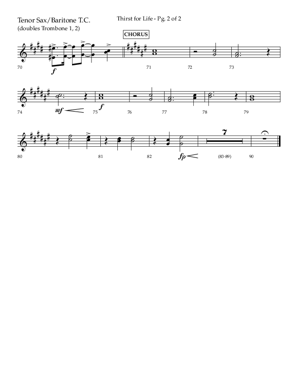 Thirst For Life (Choral Anthem SATB) Tenor Sax/Baritone T.C. (Lifeway Choral / Arr. David Wise / Orch. David Shipps)