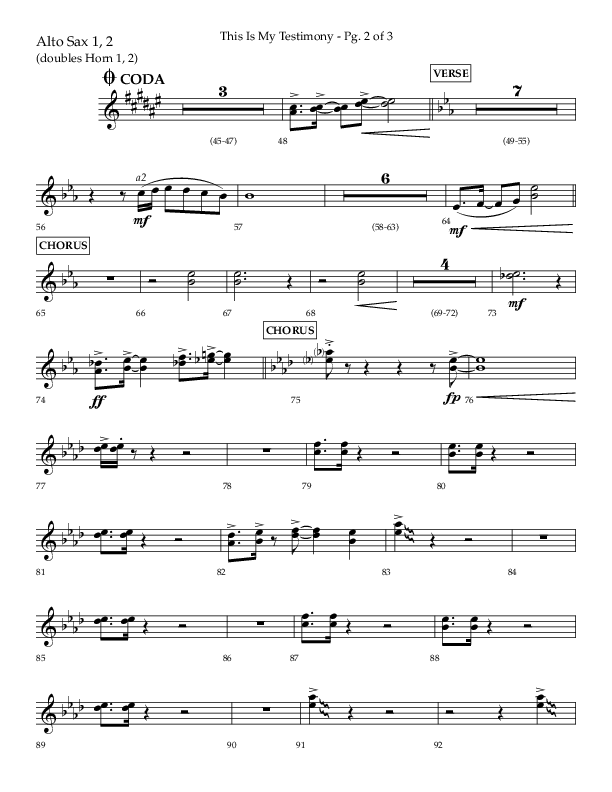 This Is My Testimony with I Love To Tell The Story (Choral Anthem SATB) Alto Sax 1/2 (Lifeway Choral / Arr. Bradley Knight)