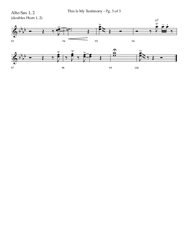 This Is My Testimony with I Love To Tell The Story (Choral Anthem SATB) Alto Sax 1/2 (Lifeway Choral / Arr. Bradley Knight)