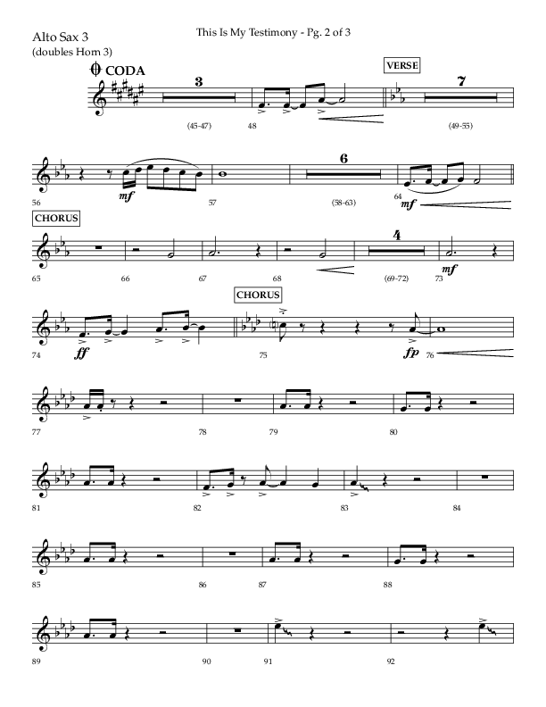 This Is My Testimony with I Love To Tell The Story (Choral Anthem SATB) Alto Sax (Lifeway Choral / Arr. Bradley Knight)