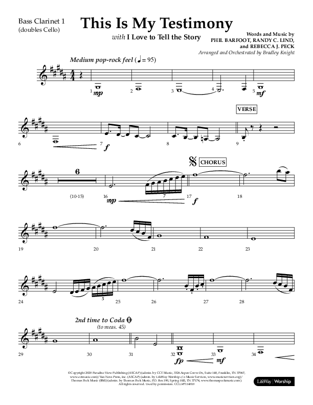 This Is My Testimony with I Love To Tell The Story (Choral Anthem SATB) Bass Clarinet (Lifeway Choral / Arr. Bradley Knight)