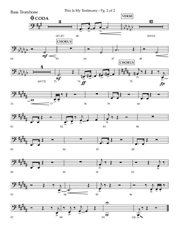 This Is My Testimony with I Love To Tell The Story (Choral Anthem SATB) Bass Trombone (Lifeway Choral / Arr. Bradley Knight)