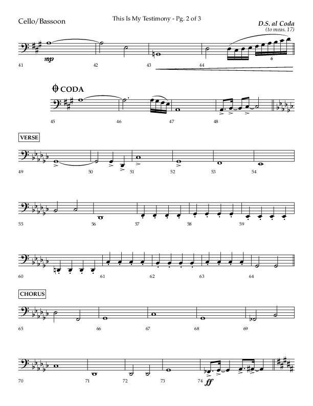 This Is My Testimony with I Love To Tell The Story (Choral Anthem SATB) Cello (Lifeway Choral / Arr. Bradley Knight)