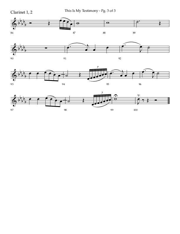 This Is My Testimony with I Love To Tell The Story (Choral Anthem SATB) Clarinet 1/2 (Lifeway Choral / Arr. Bradley Knight)