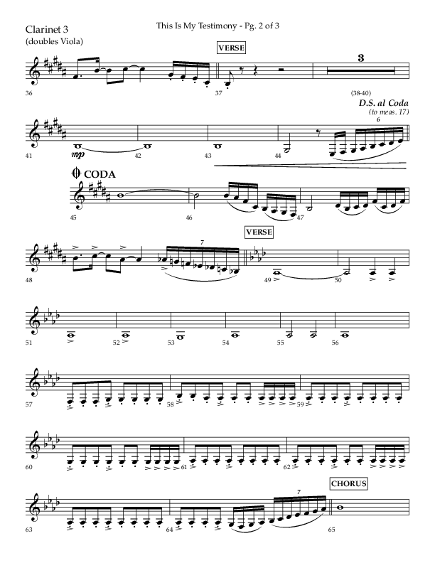 This Is My Testimony with I Love To Tell The Story (Choral Anthem SATB) Clarinet 3 (Lifeway Choral / Arr. Bradley Knight)