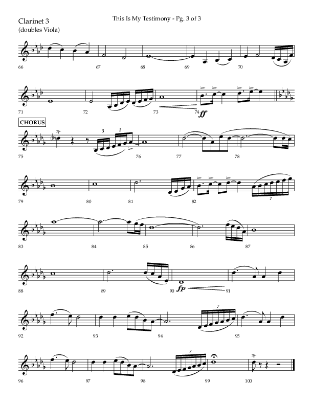 This Is My Testimony with I Love To Tell The Story (Choral Anthem SATB) Clarinet 3 (Lifeway Choral / Arr. Bradley Knight)