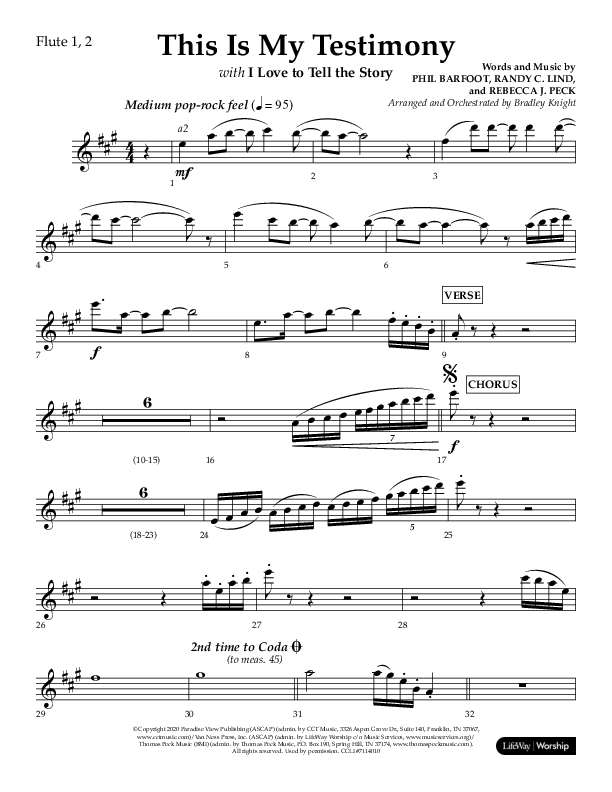 This Is My Testimony with I Love To Tell The Story (Choral Anthem SATB) Flute 1/2 (Lifeway Choral / Arr. Bradley Knight)
