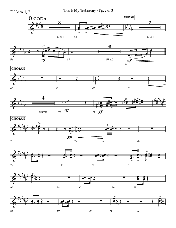 This Is My Testimony with I Love To Tell The Story (Choral Anthem SATB) French Horn 1/2 (Lifeway Choral / Arr. Bradley Knight)