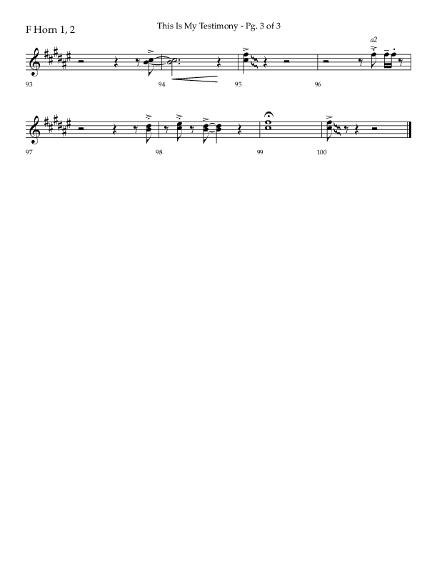 This Is My Testimony with I Love To Tell The Story (Choral Anthem SATB) French Horn 1/2 (Lifeway Choral / Arr. Bradley Knight)