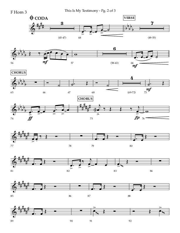 This Is My Testimony with I Love To Tell The Story (Choral Anthem SATB) French Horn 3 (Lifeway Choral / Arr. Bradley Knight)