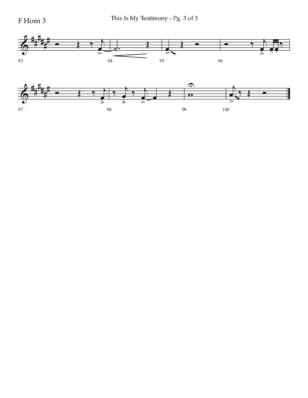 This Is My Testimony with I Love To Tell The Story (Choral Anthem SATB) French Horn 3 (Lifeway Choral / Arr. Bradley Knight)