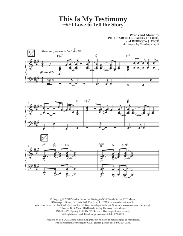 This Is My Testimony with I Love To Tell The Story (Choral Anthem SATB) Anthem (SATB/Piano) (Lifeway Choral / Arr. Bradley Knight)