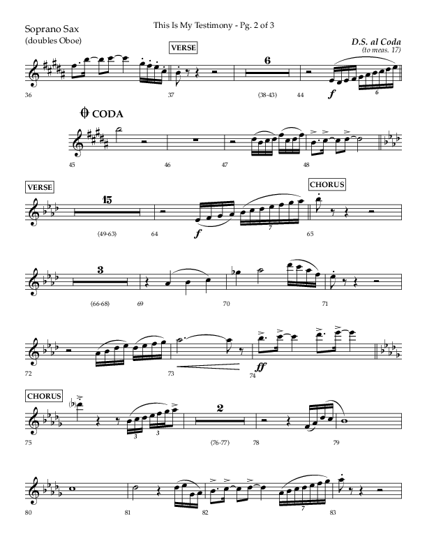 This Is My Testimony with I Love To Tell The Story (Choral Anthem SATB) Soprano Sax (Lifeway Choral / Arr. Bradley Knight)