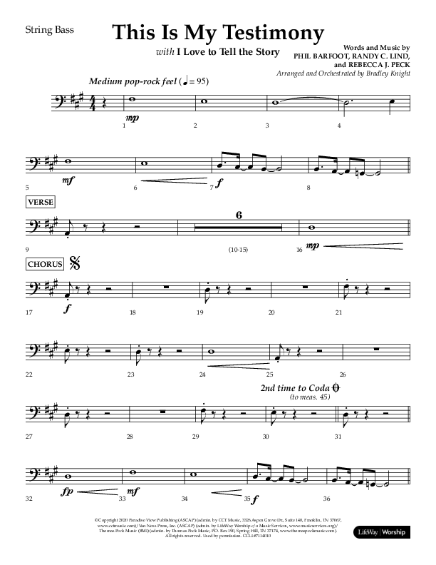 This Is My Testimony with I Love To Tell The Story (Choral Anthem SATB) String Bass (Lifeway Choral / Arr. Bradley Knight)