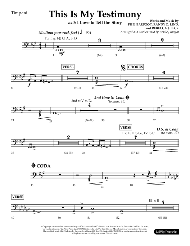 This Is My Testimony with I Love To Tell The Story (Choral Anthem SATB) Timpani (Lifeway Choral / Arr. Bradley Knight)