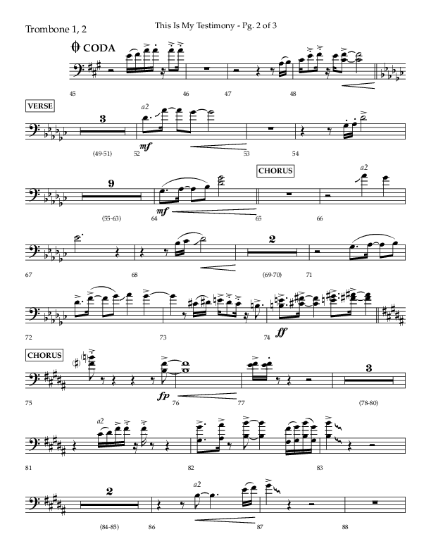 This Is My Testimony with I Love To Tell The Story (Choral Anthem SATB) Trombone 1/2 (Lifeway Choral / Arr. Bradley Knight)